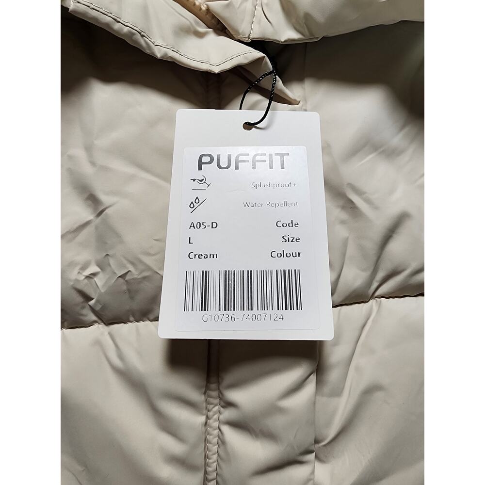 Puffit Cream Women's Large High Neck Puffer Vest Side Pockets Outerwear Cozy - Picture 10 of 10